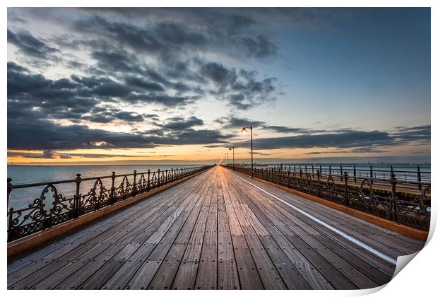 Ryde Pier Sunset Afterglow Print by Wight Landscapes