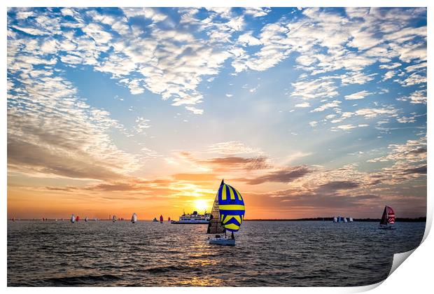 Spinnaker Sunset Print by Wight Landscapes