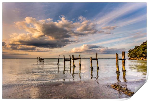 Binstead Jetty Sunset Isle Of Wight Print by Wight Landscapes