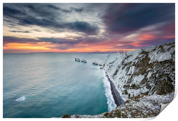 Sunset At The Needles Print by Wight Landscapes