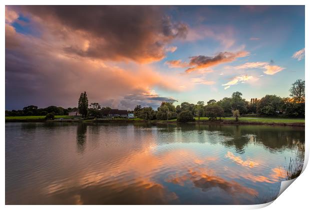 Lakeside Sunset Print by Wight Landscapes