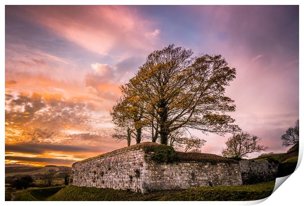 Carisbrooke Castle Walls Sunset Print by Wight Landscapes