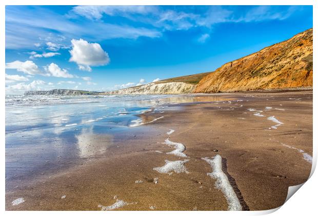 Compton Bay Summer Beach Print by Wight Landscapes