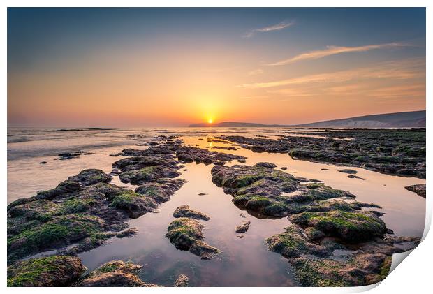Compton Bay Sunset Isle Of Wight Print by Wight Landscapes