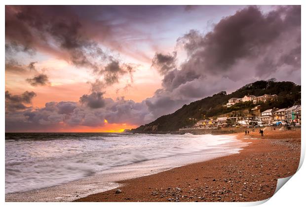 Ventnor Beach Sunset Print by Wight Landscapes
