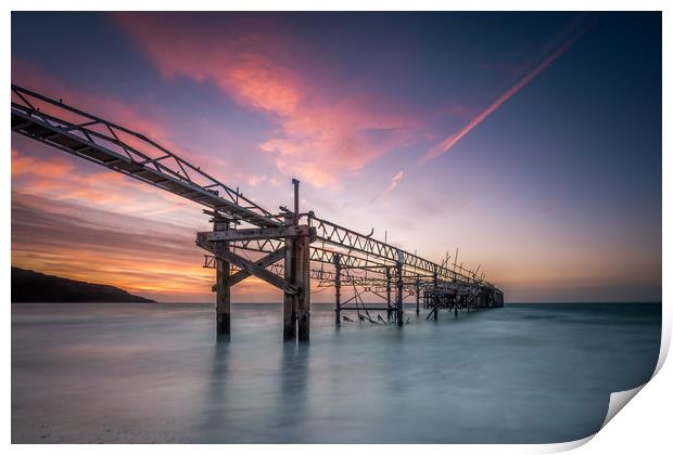 Totland Pier Sunset Isle Of Wight Print by Wight Landscapes