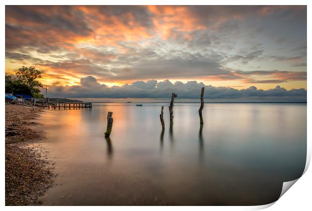 Woodside Bay Sunset Print by Wight Landscapes