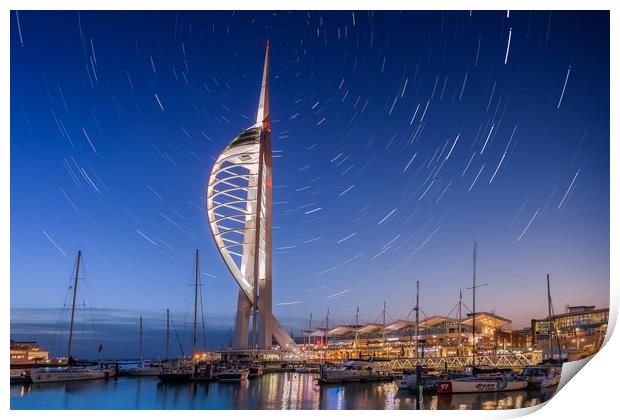 Spinnaker Tower With Star Trails Print by Wight Landscapes