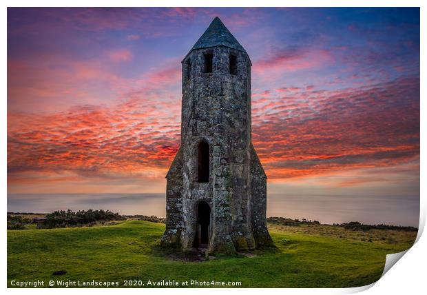 St Catherines Oratory Isle Of Wight Print by Wight Landscapes