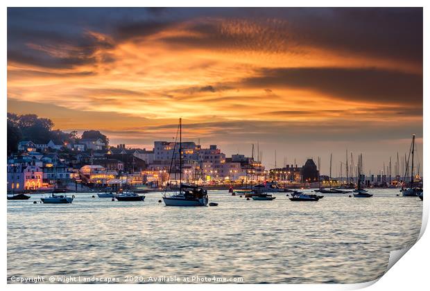 Cowes Week Sunset Print by Wight Landscapes