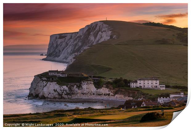 Tennyson Down Sunset Print by Wight Landscapes