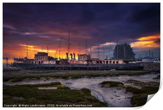 PS Ryde Queen Sunrise Print by Wight Landscapes