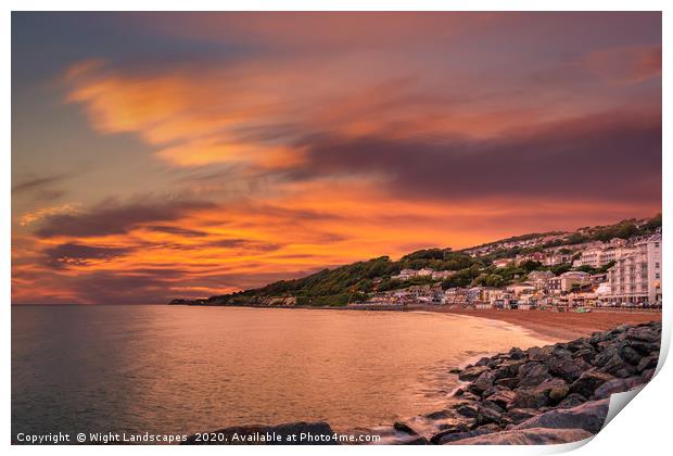 Ventnor Beach Sunset IOW Print by Wight Landscapes