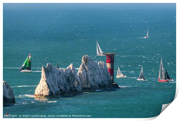 RORC Race The Wight Rounding The Needles Print by Wight Landscapes