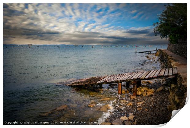 Seaview Seawall Isle Of Wight Print by Wight Landscapes