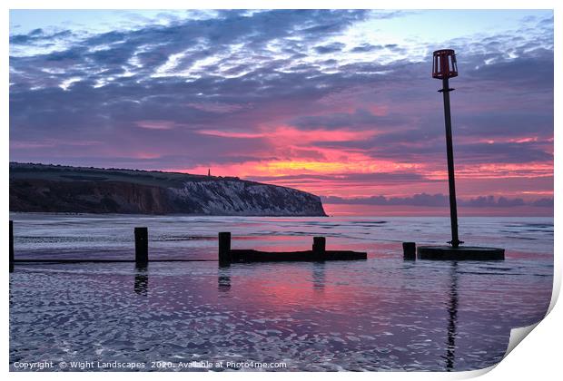 Yaverland Beach Sunrise Print by Wight Landscapes