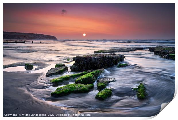 Sunrise At Sandown Beach Print by Wight Landscapes