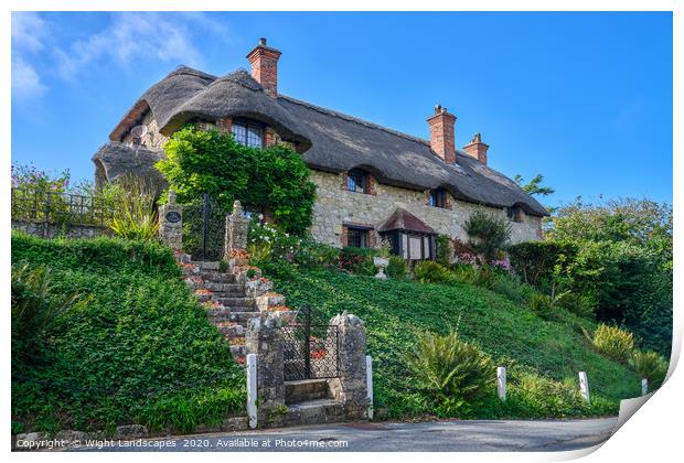 Hill Cottage Godshill IOW Print by Wight Landscapes