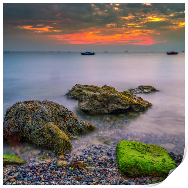 Seaview Beach Sunrise Print by Wight Landscapes