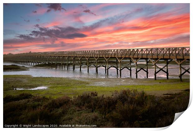 Quinta do Lago The Wooden Bridge Sunset Print by Wight Landscapes