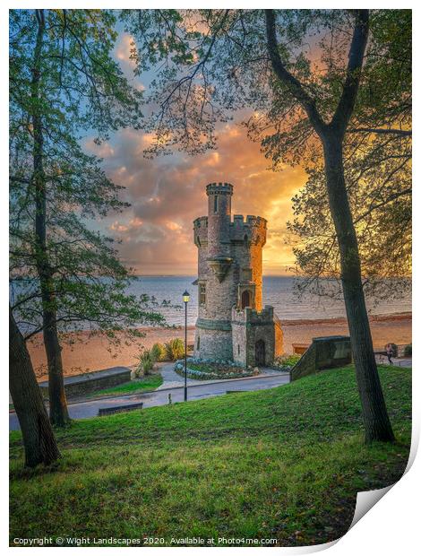 Sunrise At Appley Tower Print by Wight Landscapes