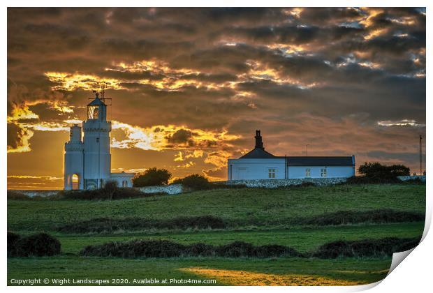 St Catherines Sunset Print by Wight Landscapes