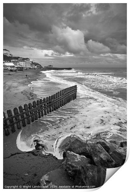 Ventnor Beach BW Isle Of Wight Print by Wight Landscapes