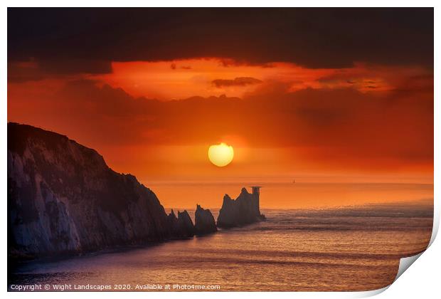 The Needles Sunset Print by Wight Landscapes