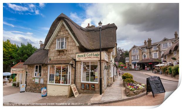 Pencil Cottage Print by Wight Landscapes