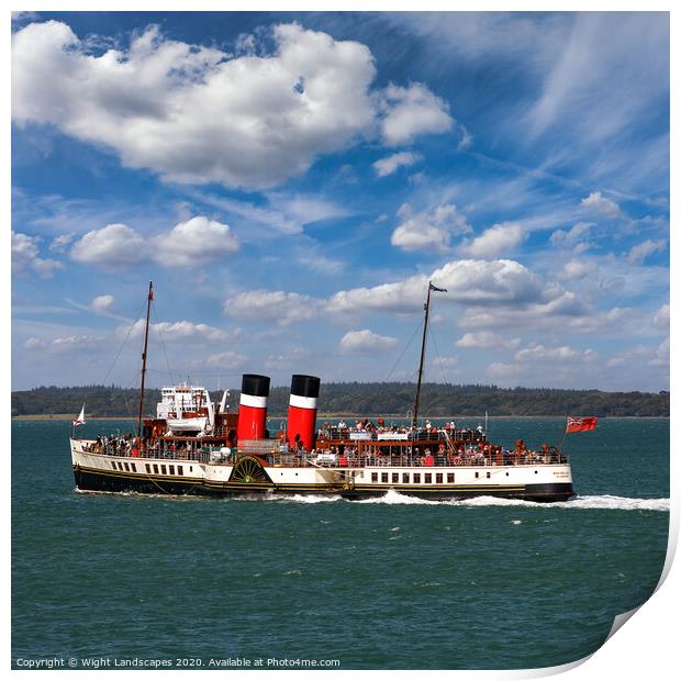 PS Waverley In The Solent Print by Wight Landscapes