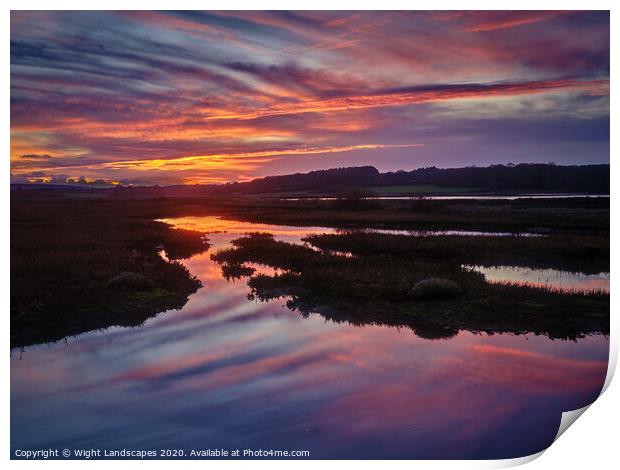 Newtown Sunset Isle Of Wight Print by Wight Landscapes