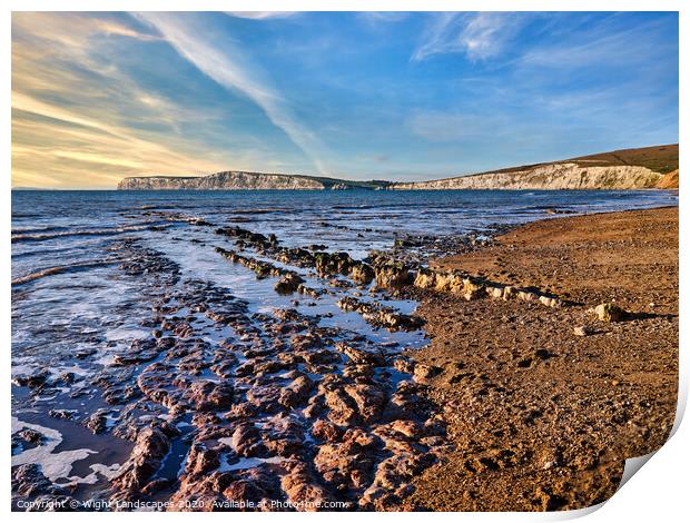Christmas Day At Compton Bay Print by Wight Landscapes
