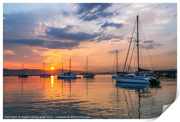 Sunset Over The Bay Print by Wight Landscapes