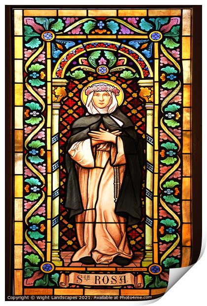 Our Lady Of Sorrows Stain glass Print by Wight Landscapes