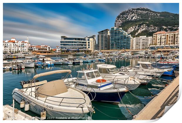 Ocean Village Marina Gibraltar Print by Wight Landscapes