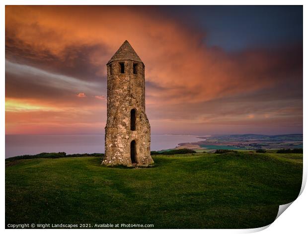 St Catherines Oratory Isle Of Wight Print by Wight Landscapes