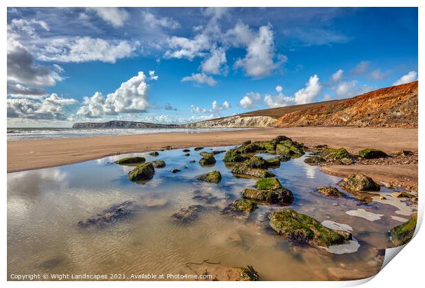 Compton Beach Rock Pools Print by Wight Landscapes