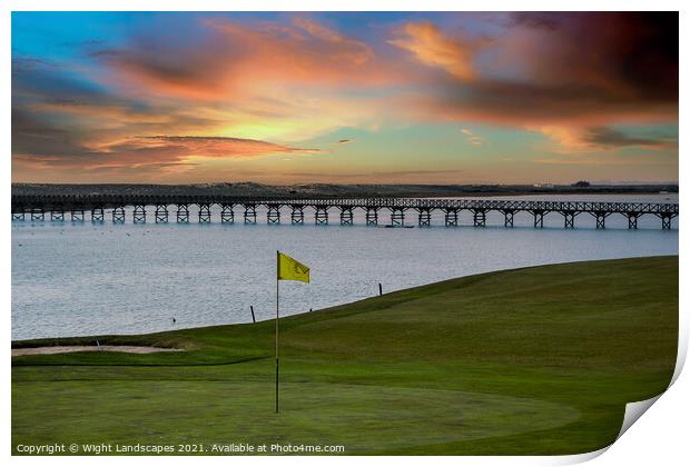 Quinta do Lago Golf The Wooden Bridge Sunset Print by Wight Landscapes