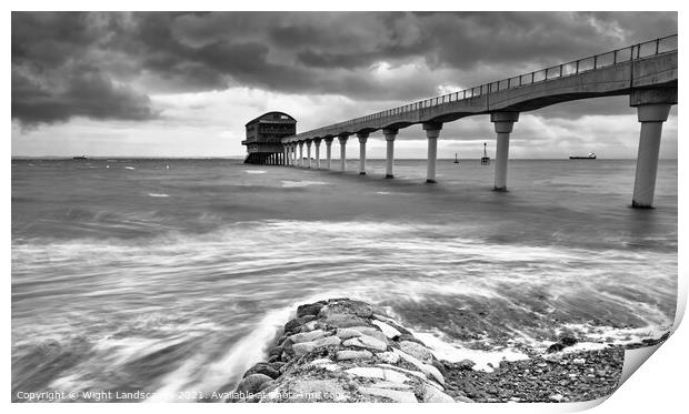 Bembridge Lifeboat Station bw Print by Wight Landscapes