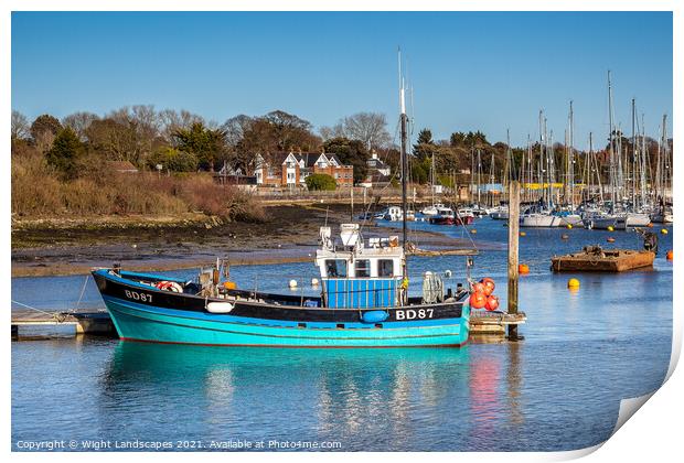 Lymington River Fishing Boat Print by Wight Landscapes