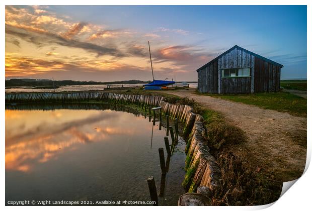 Newtown Boathouse Isle Of Wight Print by Wight Landscapes