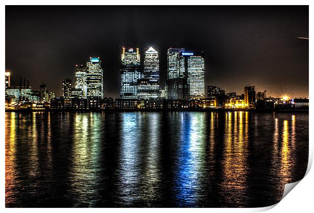 canary wharf across the thames Print by jim wardle-young