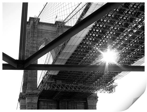Brooklyn Bridge Peekaboo Print by Jutta Klassen
