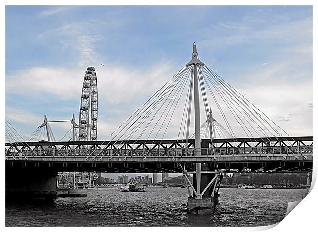 London Hungerford bridge at twilight Print by Jutta Klassen