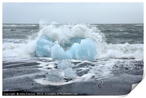 Glacier ice floe breaking waves Print by Jutta Klassen