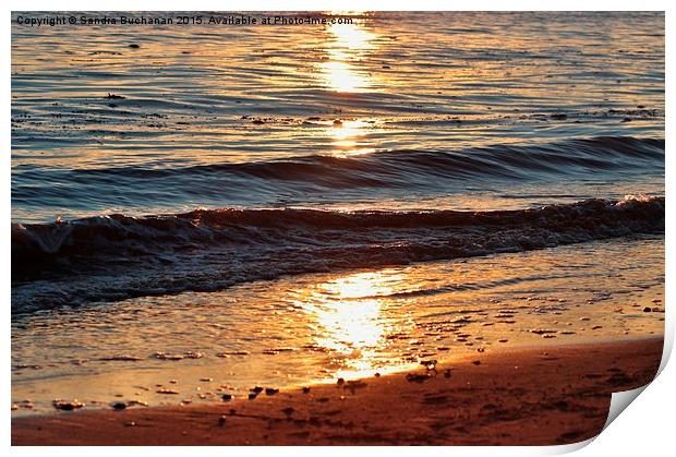  Sunset on Waves Print by Sandra Buchanan