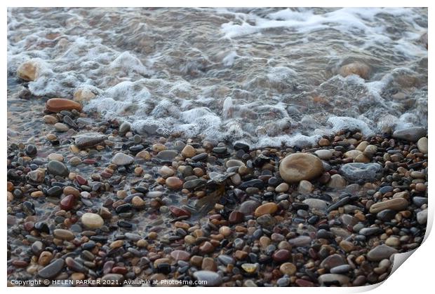 Sea and Pebbles Print by HELEN PARKER