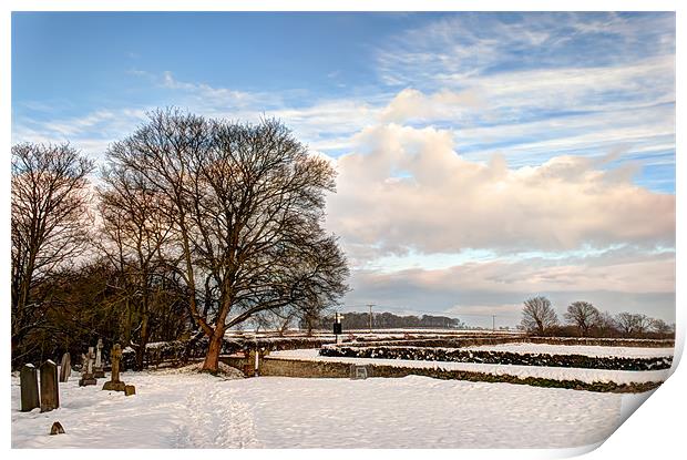 Rudston A Snowy Scene Print by David Hollingworth