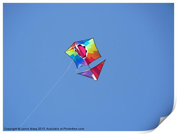 Colourful Kite Flying Print by Anna Lewis