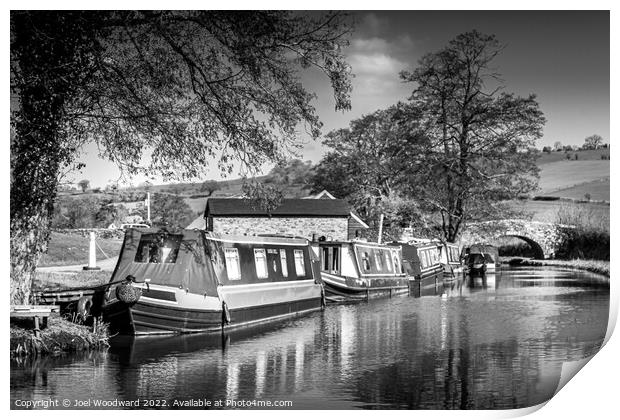 Narrowboats on Brecon Canal Print by Joel Woodward